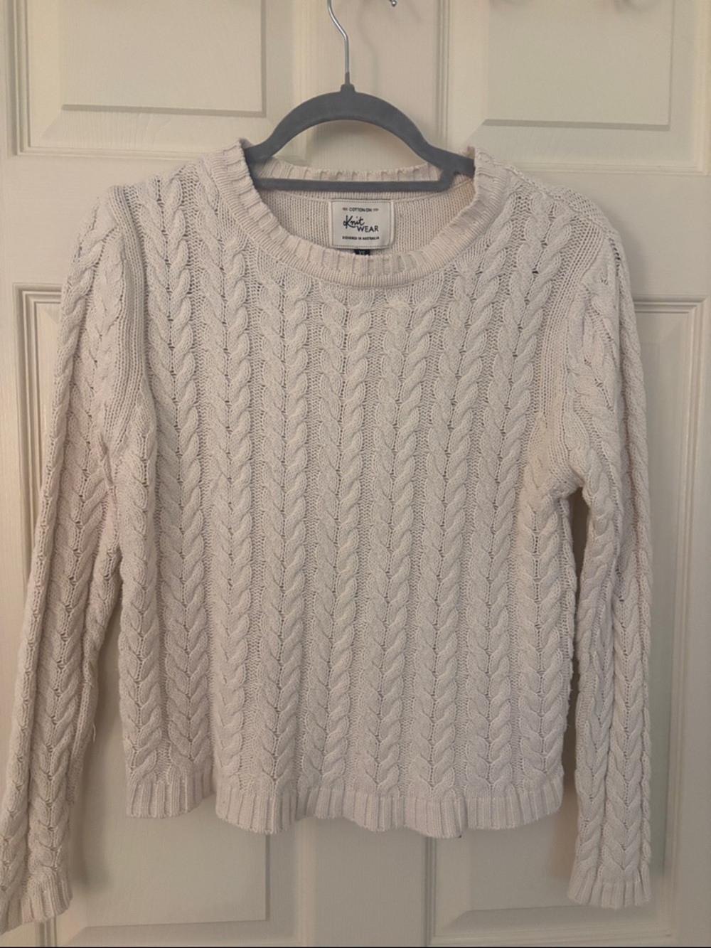 Cotton On Cream Cable Knit Crewneck Sweater